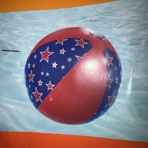 American Beach Ball Inflates to 24" Stars Red White Blue PATRIOTIC Decor NIP